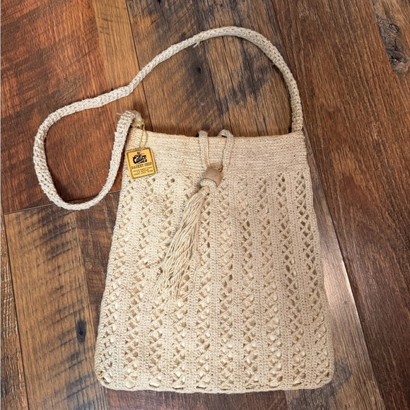 Handbags - Boho , cottagecore crochet jute small shoulder bag